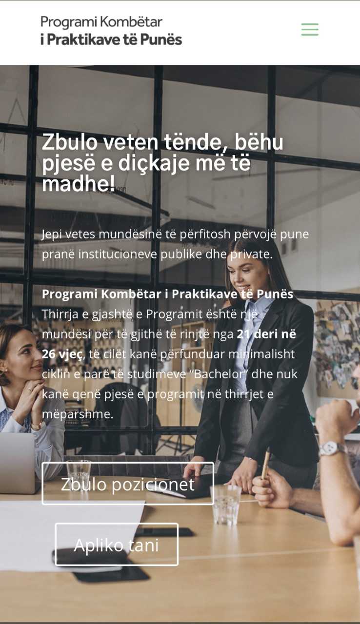 PROGRAMI KOMBËTAR I PRAKTIKAVE TË PUNËS,  THIRRJA VI